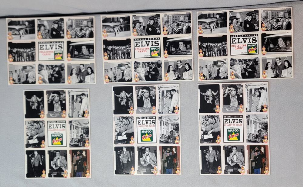 Vintage Elvis Presley MAPCO Express Collector Cards Sheets Lot of 6